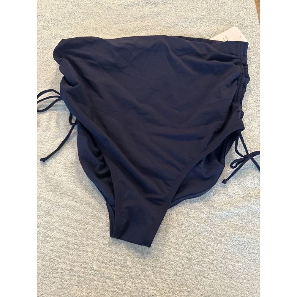 Dolfin AquaShape Womens Swim Brief Bottom Navy Blue Ruched Side XL NWT Free Ship - Picture 4 of 5